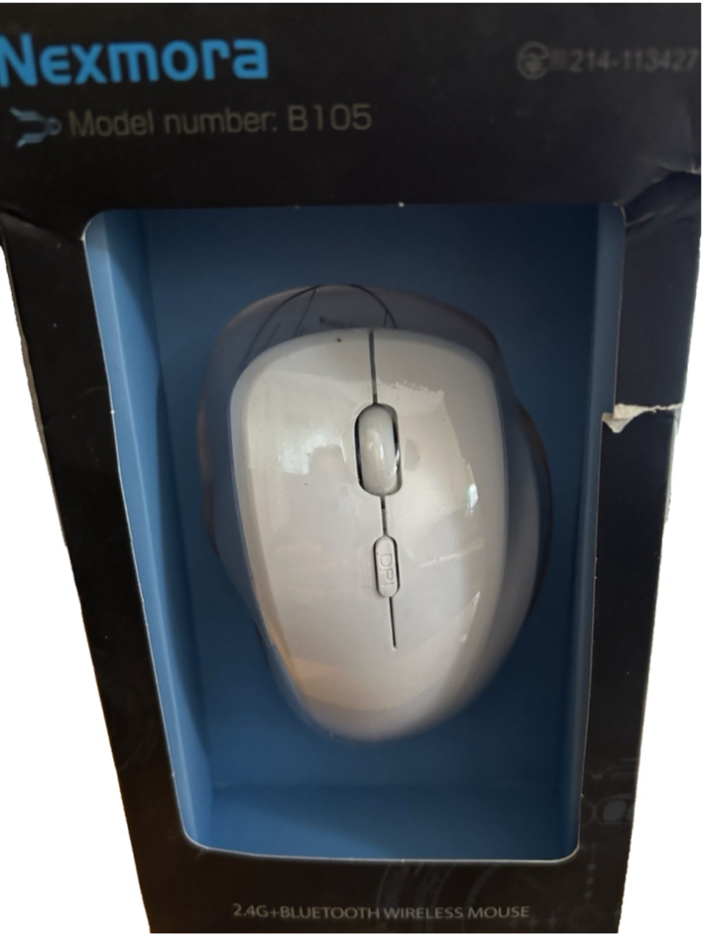 Nexmora 2.4G Bluetooth Wireless Mouse Model B105 Silent Clicking White New